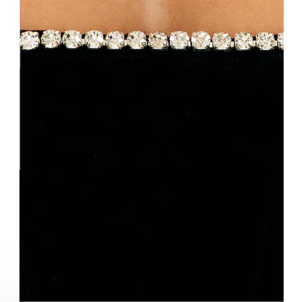 Khanum's Karyln Strapless Black Velvet Maxi Gown With Diamant Detail — image 4 of 8
